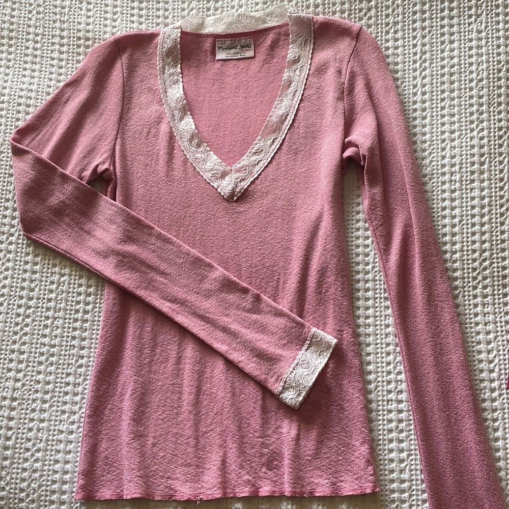 Michael Stars long sleeve, light weight deep V. One size fits most 6-10